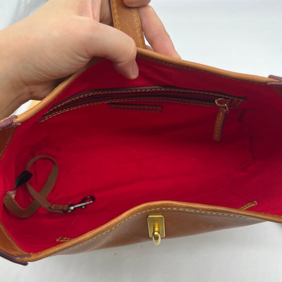 Dooney & Bourke Florentine Leather Crescent Hobo Brown Natural - Picture 15 of 16